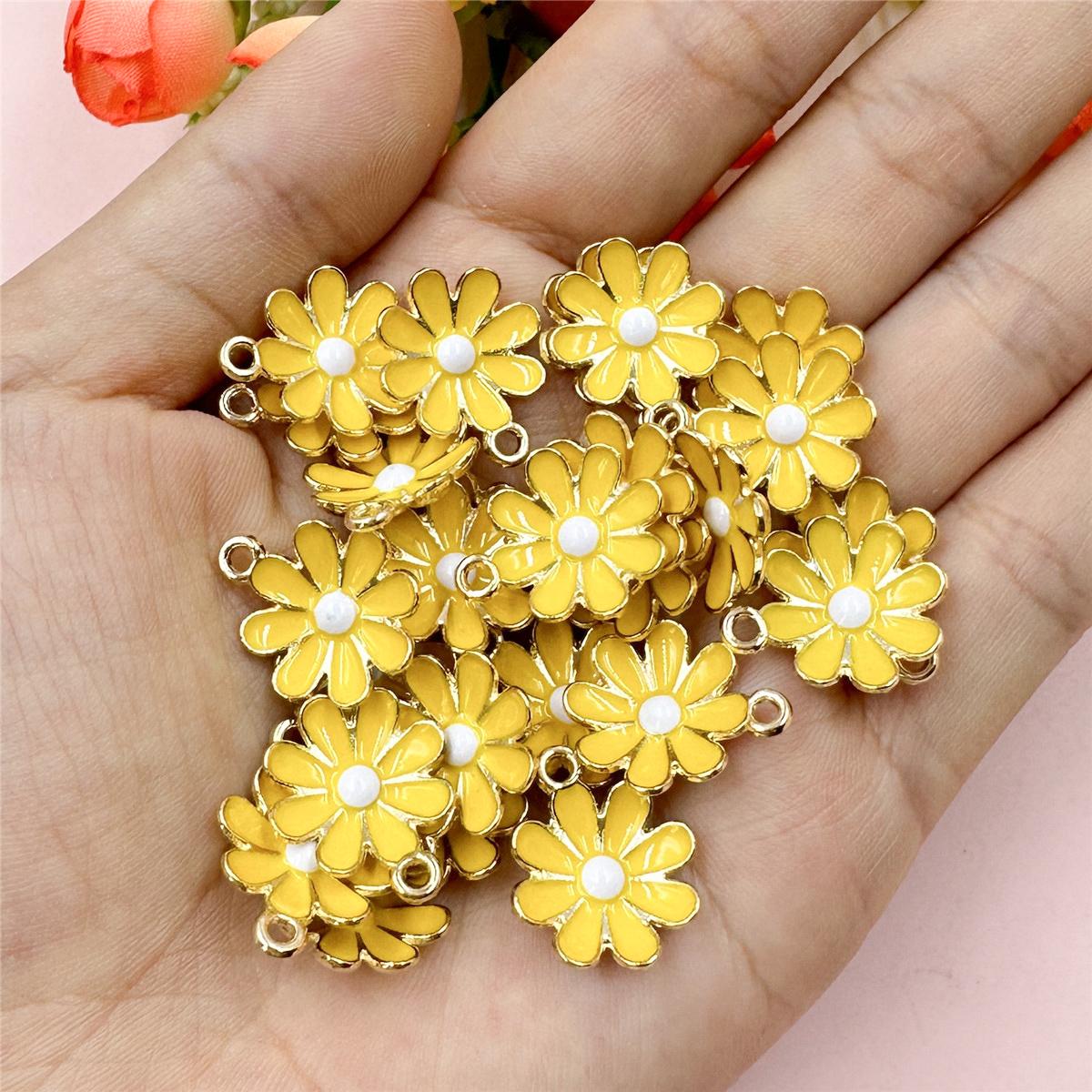 

Материал для изготовления подвески-цветка 15,6*18 мм, свободные бусины, цепочка для мобильного телефона, модное масло для ожерелья, аксессуары для ювелирных изделий своими руками, сплав 20 шт., аксессуары жёлтый