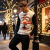 Crew Neck Sweatshirts Christmas Santa Print Sweatshirt for Men, Holiday Party Crewneck Long 3D Sleeve Top, Breathable Casual Loose Pullover