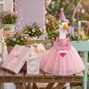 Geburtstagsparty Outfit Set Enthält Tüllrock Elastischer Bund Partyhut mit Bommeln und Bedrucktes Bandana Lätzchen für 23 Zoll Gänse-Dekoration
