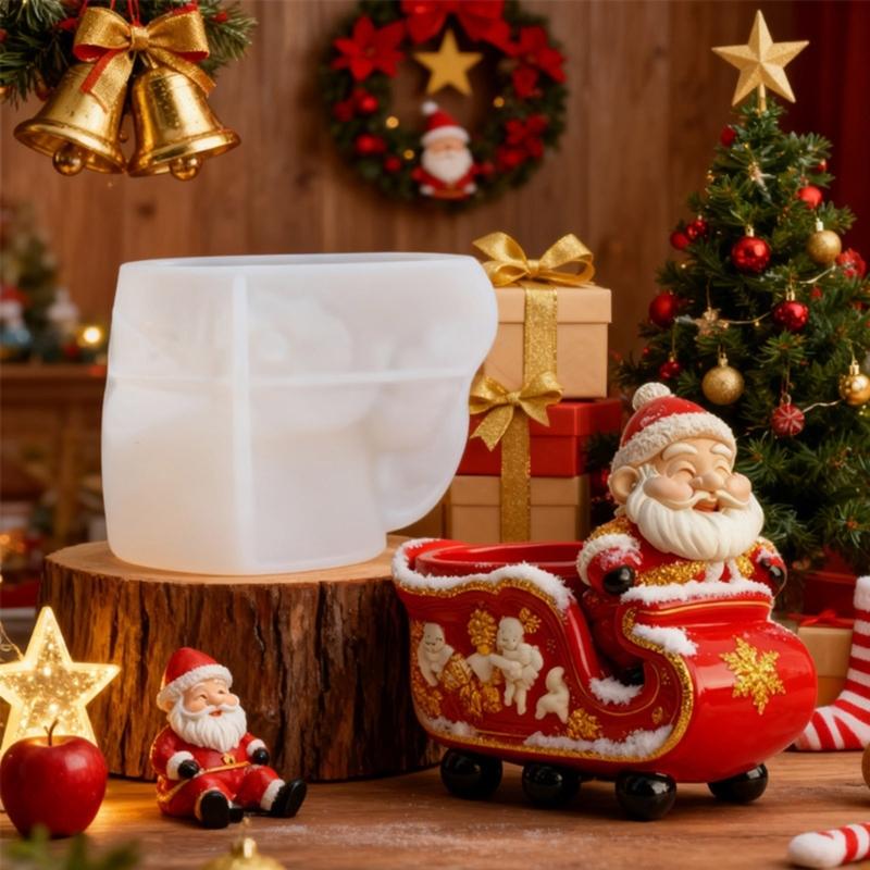 Opakovaně použitelný květináč Santa Claus Silikonová forma pro odlévání pryskyřice, cementu, betonu a sváteční řemeslné projekty