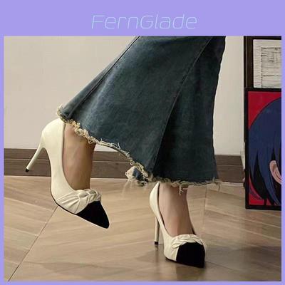 High Heel Shoes For Women Fashion Pu Pointed Toe Slip On Elegant Spring Office Wear