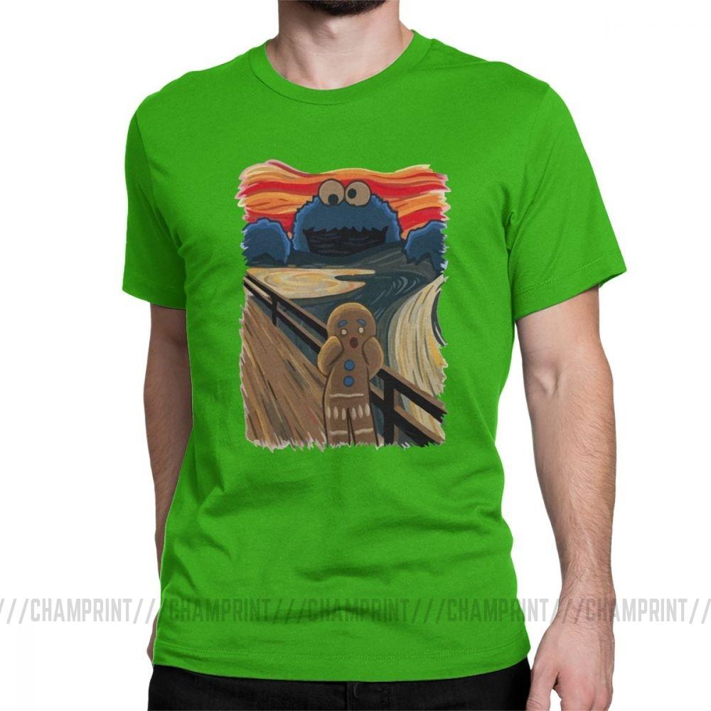Famous Painting Harajuku Clothing Shouting Screaming Gingerbread Men S T Shirts Sesame Street Tee Shirt Cookie