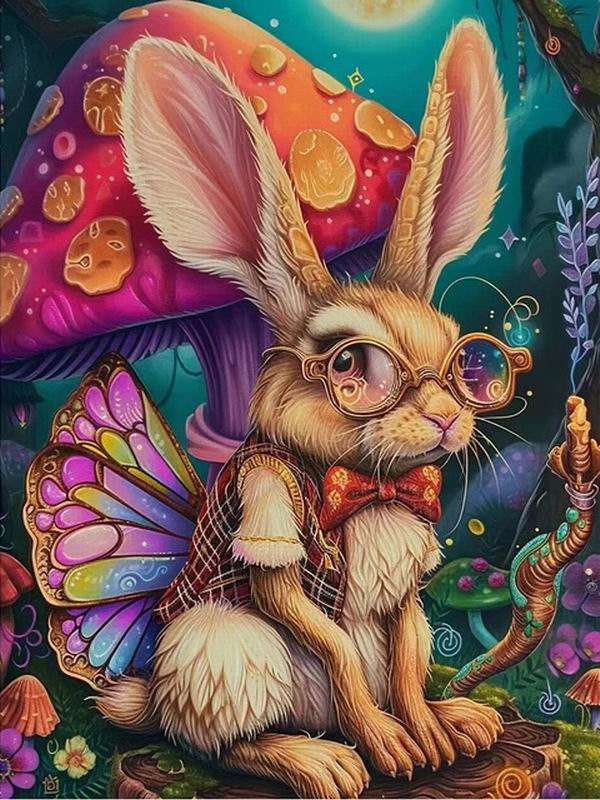 Rabbit Elf Diamond Painting New 2024 Animal Mushrooms Diy Full Square Round Drill Rhinestone Embroidery Mosaic Cross Stitch Kits Wall Decor