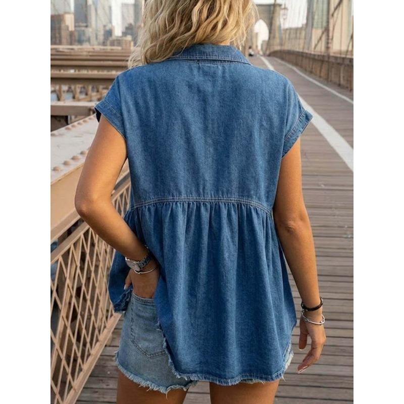 Women S Summer Comfortable Casual Commute Imitation Denim T Shirt