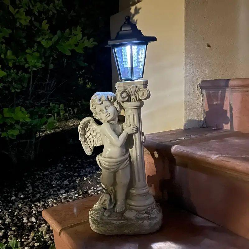 1pc 19.29 inch solar (right, left) angel sculpture, outdoor solar path light for garden, courtyard, villa, terrace