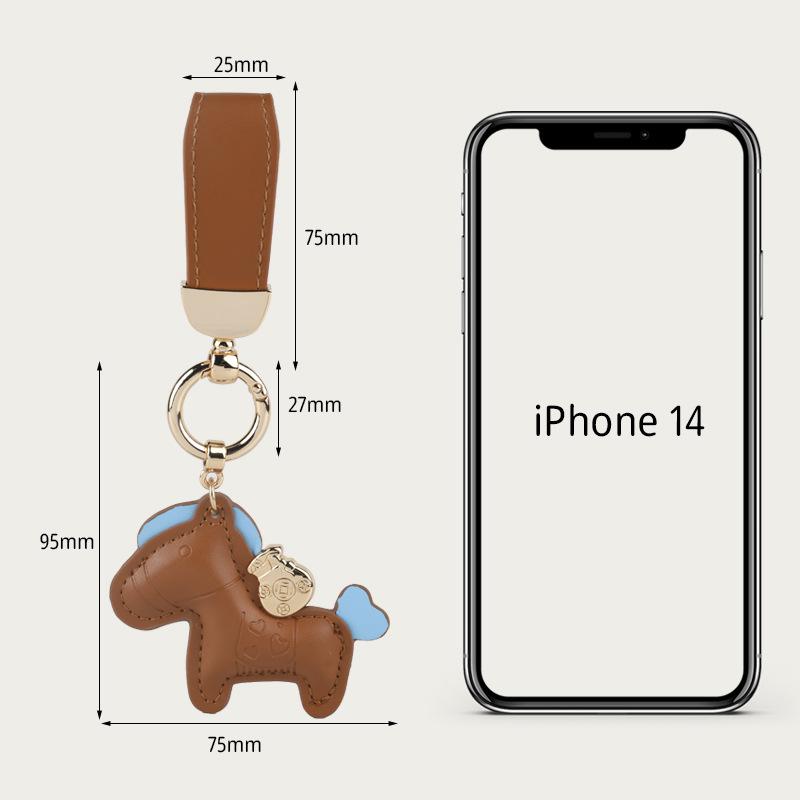 Instant Wealth Leather Keychain: Cartoon Pony Bag Charm & Couple Car Pendant - New Year Gift