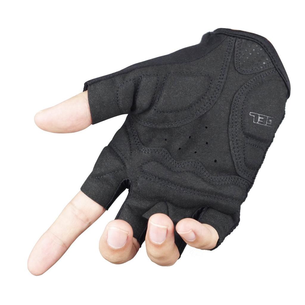 (Cybertron) MTB Biking Cycling Sports Use Half-Finger Gloves with Gel Padding, Fingerless, Abrasion-Resistant, Breathable, Spring/Summer (Black, L)