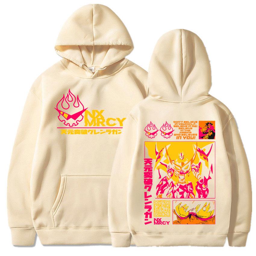 Japonia fierbinte Anime Tengen Toppa Gurren Lagann imprimeu hanorac stil desene animate hanorace bărbați femei moda casual grafic hanorac Streetwear