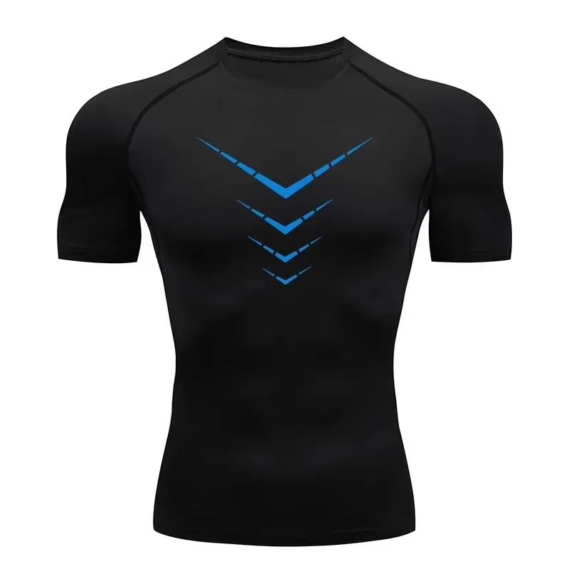 Compression Short Sleeve T-Shirt Men's Running Training Sports Wear Breathable Bodybuilding Top Fitness Clothing RL558