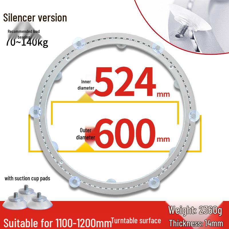 Round Marble Wooden Dining Table with Silent Aluminum Lazy Susan and Rotating Base