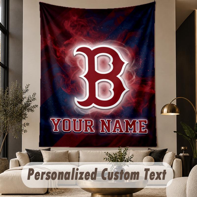 Custom Text Tapestry Boston Red Sox Print Wall Tapestry Indoor Living Room Wall Decor