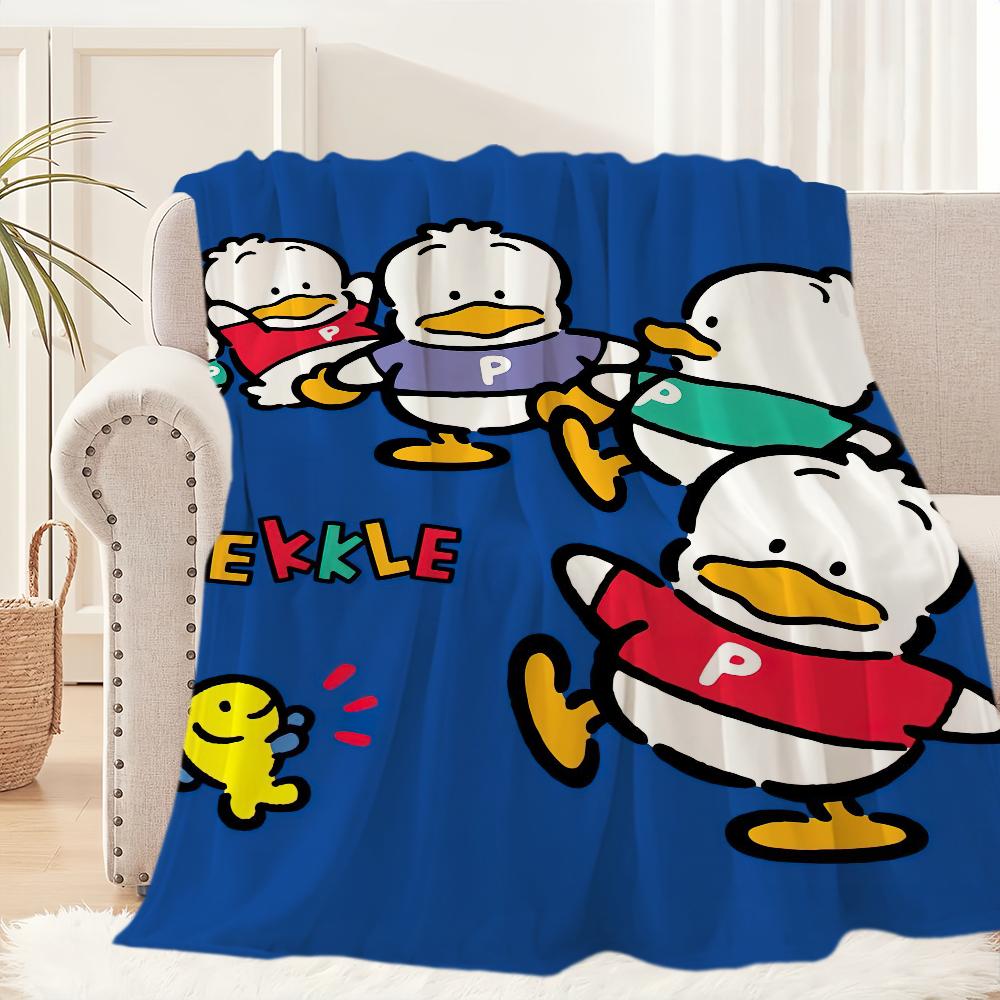 

Cartoon P-Pekkle Cute Duck Blue Blanket Plush Nap Sofa rug for Living Room Warm Office Bedroom Birthday Home Travel Kid Gifts 30x40in