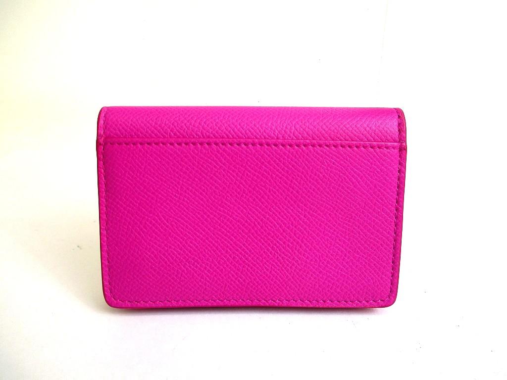 Authentic Salvatore Ferragamo Gancini Silver H/W Pink Leather Business Card Holder #b286  Open Box