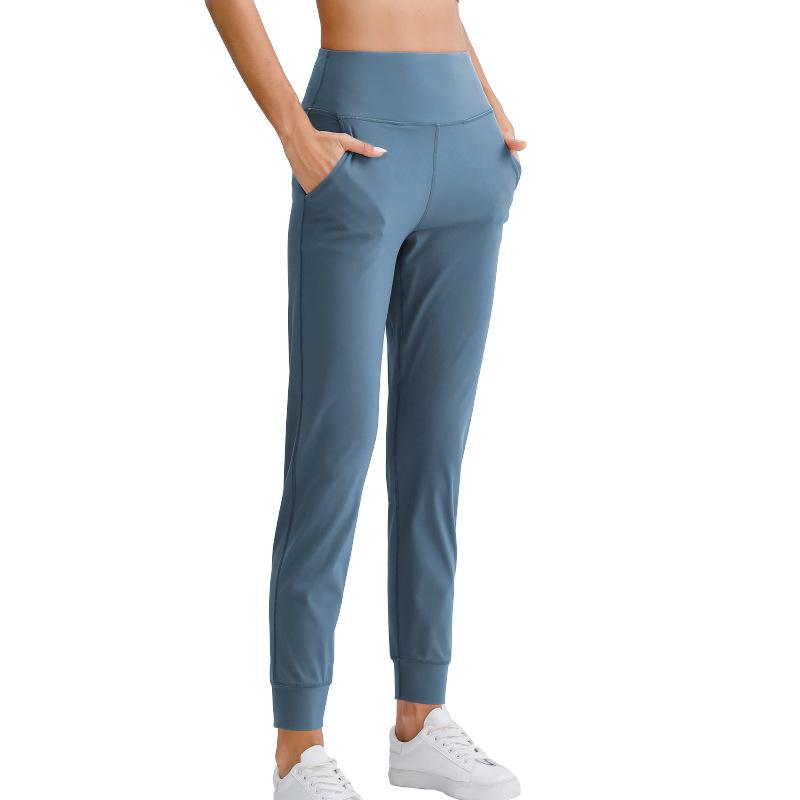 Women's Cross-border Europe Elastic Pocket Yoga Joggers: Loose, Slimming, Solid Color Fitness Pants