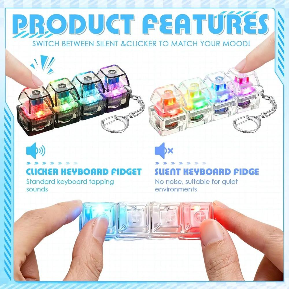 LED Lichtgevende Sleutelhanger Toetsenbord Klikbare Knop Fidget Speeltje voor Stress Angst Verlichting Draagbaar Bureau Accessoire Kantoor Decoratie Cadeau