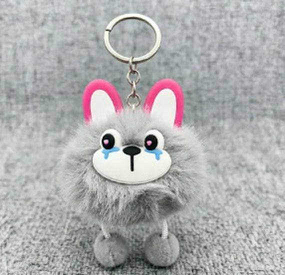 Cos Rabbit Plush Backpack Keychain - Trendy Couple Style for Friends & School Activities Rabbit Ear Elf серый