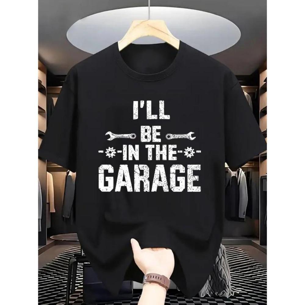 

European Sizes Men S Casual Graphic T-Shirt _ Dark Gray with White Print, Round Neck, Perfect for Car Enthusiasts & Mechanics, Summer Wear S
