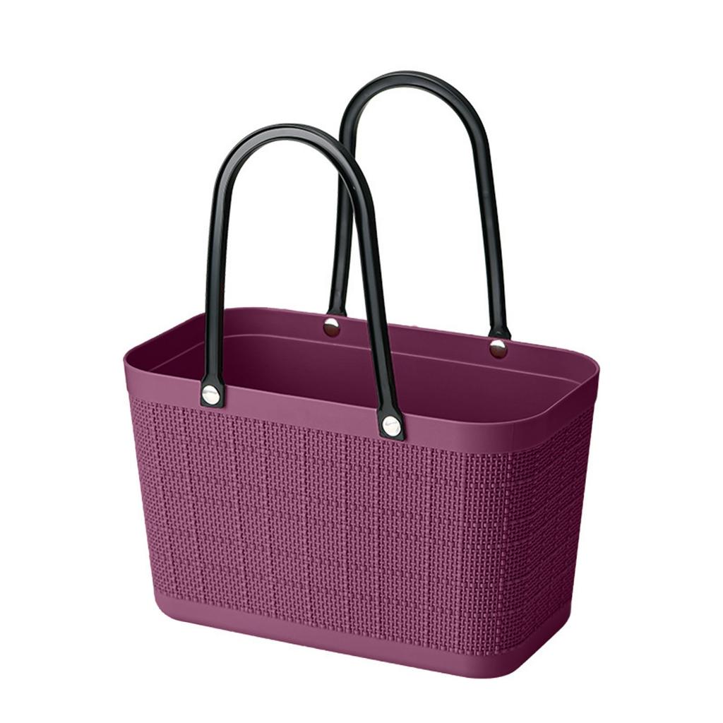 Portable Picnic Tote Shopper Bag, Large Plastic Utility Basket,Washable Beach Travel Handbag,Storage Bags