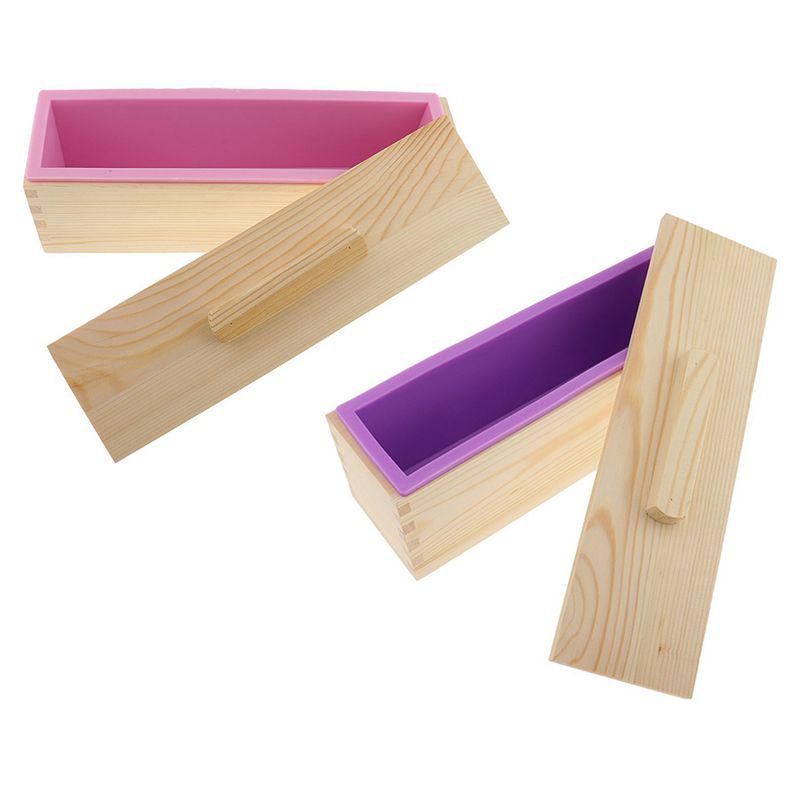 Soap Cutter Tool Wooden Box DIY 900ml Rectangle Silicone Soap Loaf Mold