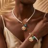 2pce/set Elegant Imitation Pearl Chain Necklace for Women Boho Blue Starfish Shell Pendant Necklace Bracelet Summer Party Gift