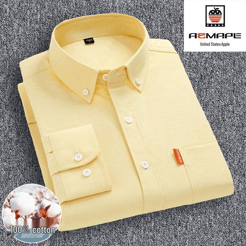 

Мужская рубашка из чистого хлопка оксфорд с длинным рукавом - Деловой повседневный стиль Осень 2XL (70-75 kg)