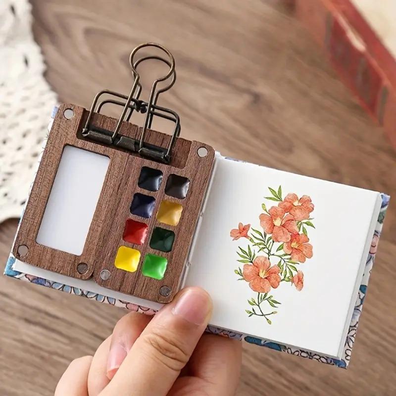 Art Supplies Empty Wooden Watercolor Palette Portable Mini Travel Watercolor Acrylic Paint Box Square Tray Box Art Painting