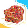 Kids Armchair with Dinosaur Design, Wooden Frame, for Bedroom, Playroom, Kids Room - Red