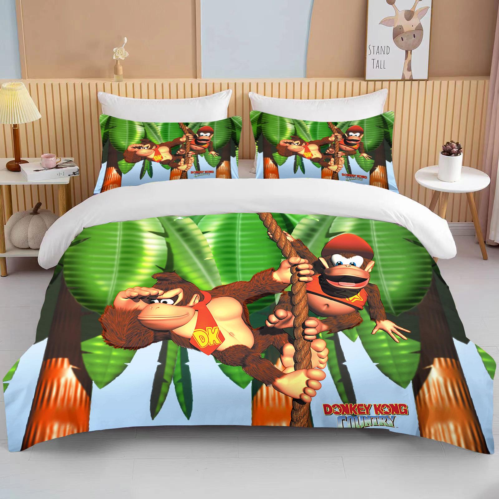 

Обезьяна мультфильм Donkey Kong пододеяльник комплект King Queen Double Full Twin Single Size комплект постельного белья детский комплект постельного белья EU single(135x200cm)