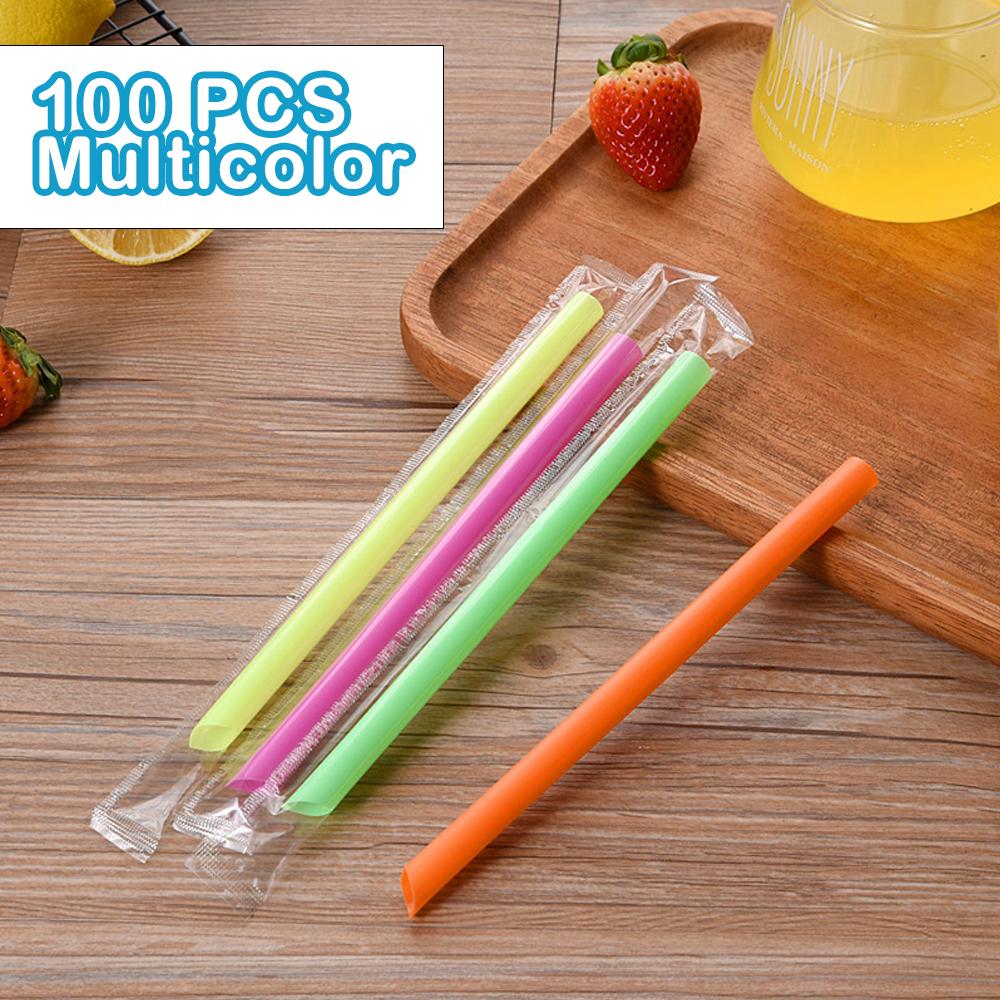 50-400Pcs Colorful &Black Large Drinking Straws Bubble Tea Straw MilkTea Smoothies Milkshake Party Wedding Bar Home Accessories