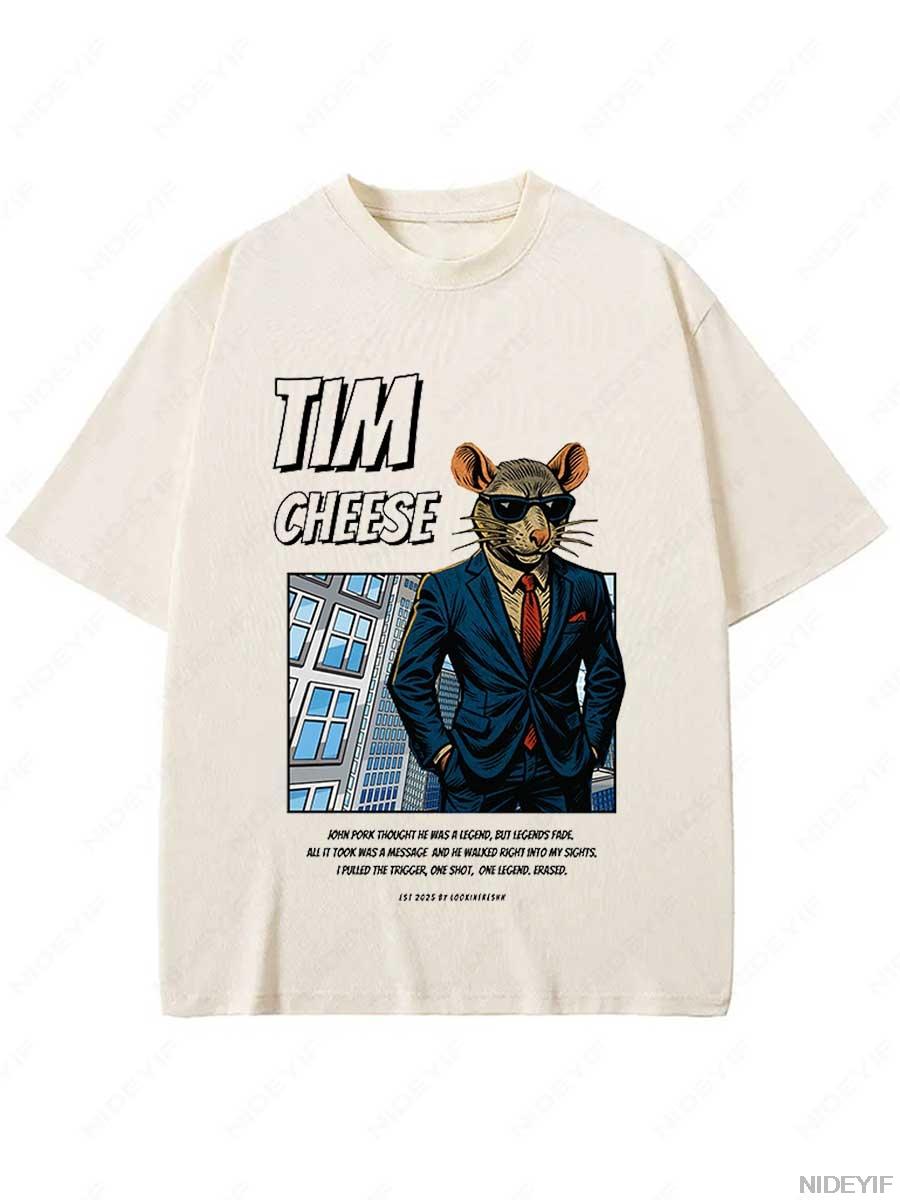 

Tim Cheese Meme T Shirt for men Funny Rat Meme Y2k Graphic Tee Tops 100% Cotton Soft Unisex O-neck Summer T-shirt P108 S