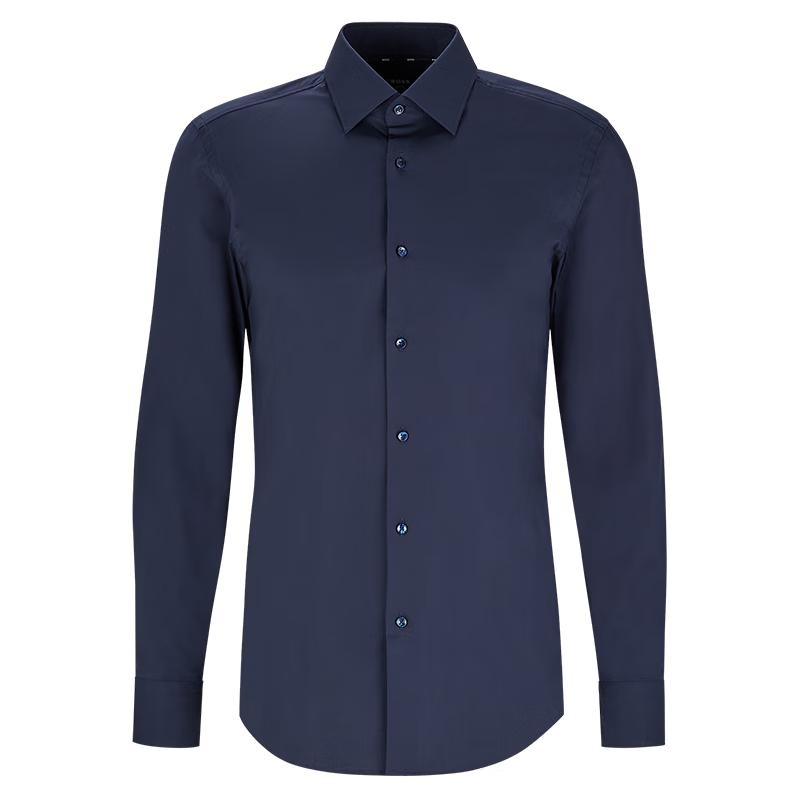 BOSS Мужская приталенная рубашка из поплина стрейч, не требующая глажки XXS