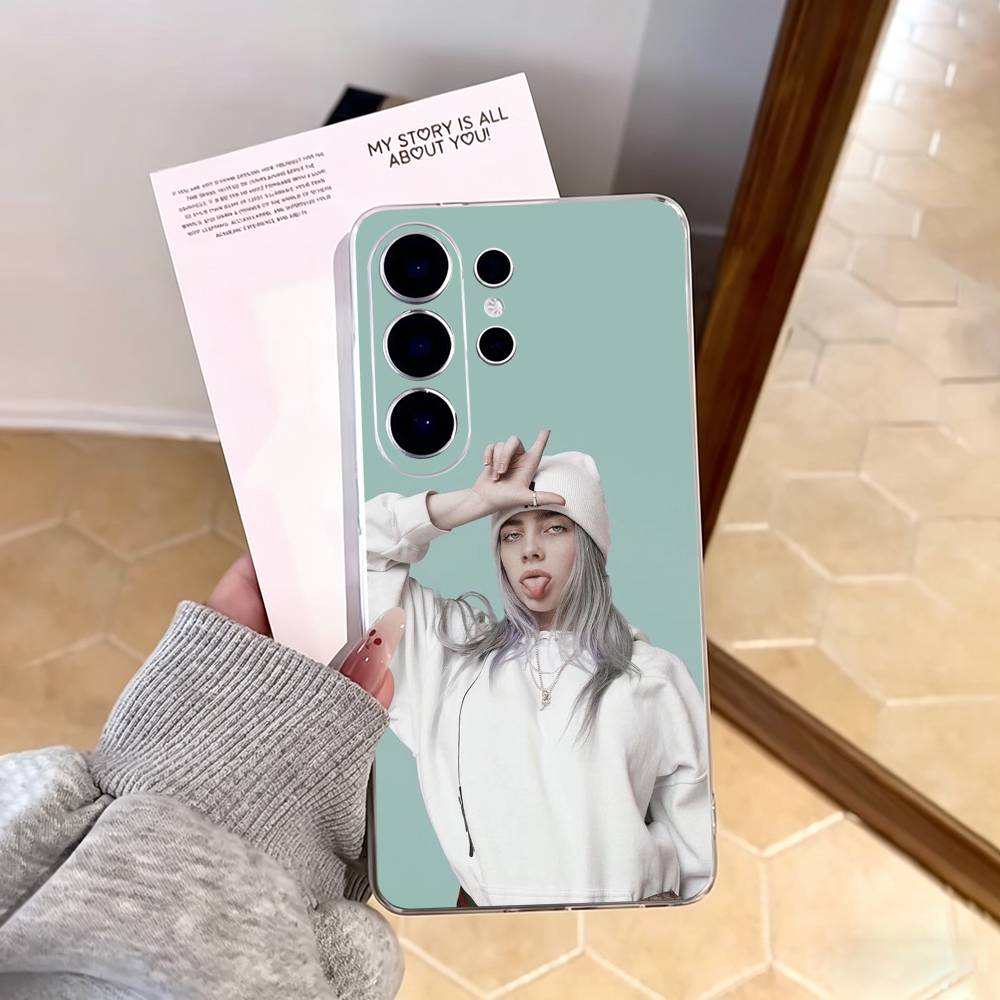 Singer B-Billie Eilish Phone Case For Samsung S25,S24,S21,S22,S23,S30,Ultra,S20,Plus,Fe,Note,10,9,5G Transparent Cover