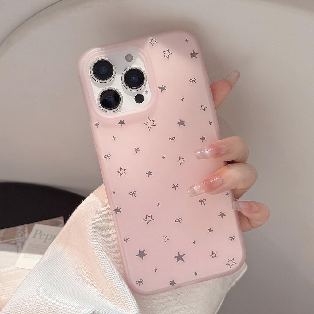 Gray Star Iphone16 Phone Case Apple 17 Gentle Pink 14promax Suitable for 13 Anti Fall 12 Niche 11