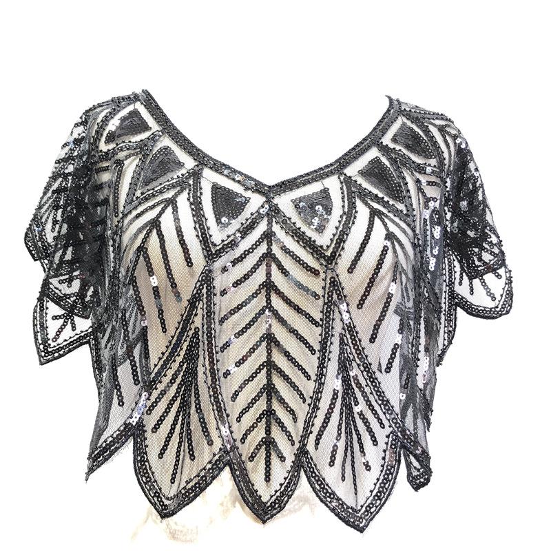 Women's Sequin Beaded Mesh Shawl Bolero - Stylish Outerwear for Dance and Evening Gowns