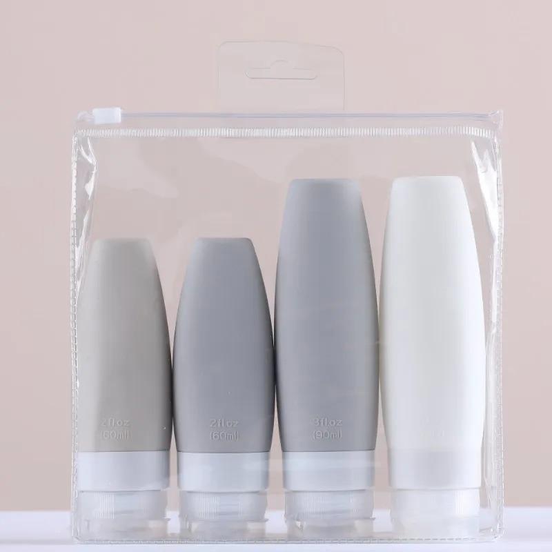 60/90ml Flacone da Viaggio Portatile in Silicone Contenitore per Liquidi Vuoto Ricaricabile Confezione Lozione Punti Contenitore Shampoo Crema Viaggio
