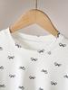 Fashionable and Trendy All-over Print Bow-print Comfortable Casual Round Neck Short-sleeved T-shirt for Girls