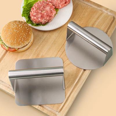 Non-Stick Stainless Steel Hamburger Meat Press Maker Circular Square Smashed Beef Grill Tool Meat Masher Home Kitchen Accessorie