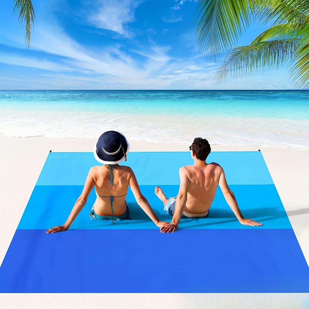 Beach Blanket Waterproof Beach Mat Quick-Dry For Adults Beach Essentials For Vacation Cruise Picnic Camping With Stakes