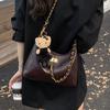 Fashion Underarm Bag Women's 2025 Autumn and Winter New Retro Niche Chain Shoulder Bag Korean Solid Color Commuter Messenger Bag
