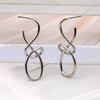 Vintage Metal Knitted Dangle Earrings for Women Personalized Fashion Distorted Irregular Geometry Drop Earrings Punk Zircon