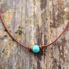 Bohemian Natural Stone Turquoise Necklace, Braided For Men Women Jewelry