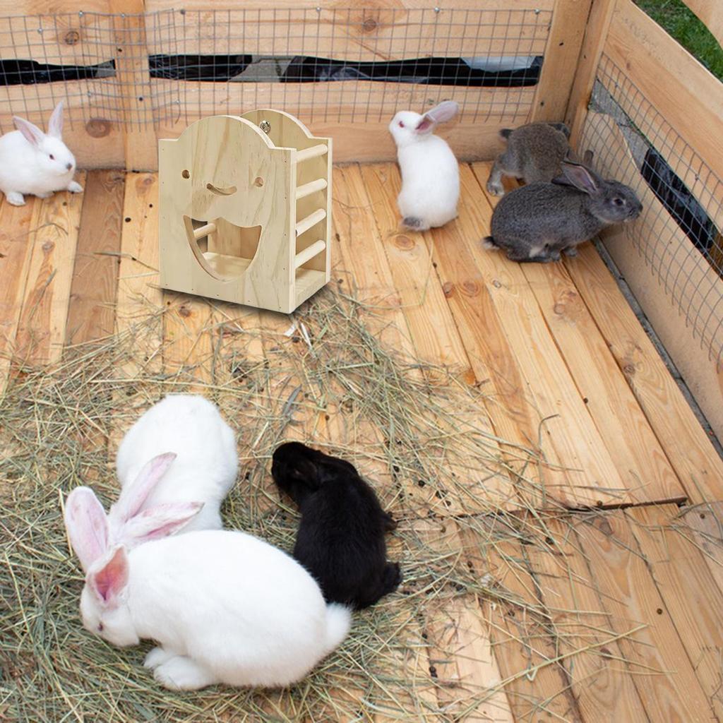 Wooden Hay Feeder Bunny Dispenser Easy Installation Small Animals Feeding Holder for Guinea Pig