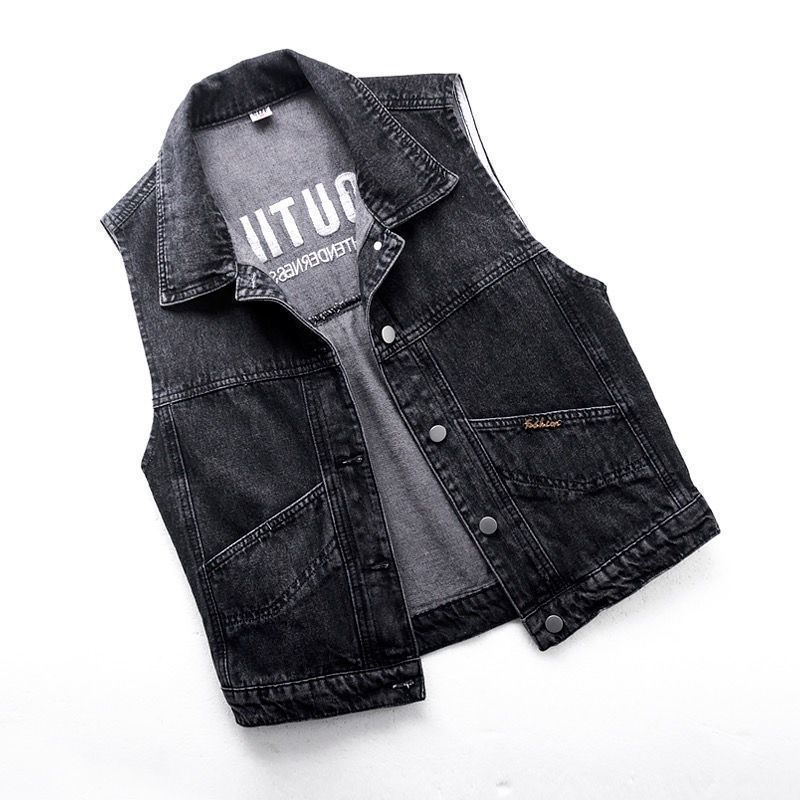 

Большой повседневный джинсовый жилет весна-осень свободный и универсальный жилет без рукавов с карманами для женщин 3XL