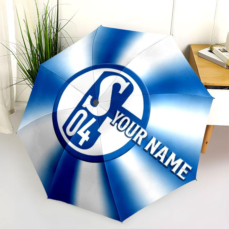 1 PC Automatic Folding Umbrella - FC Schalke 04 Custom Name Pattern, Portable & Foldable Design with 8 Ribs, Christmas Birthday Gifts