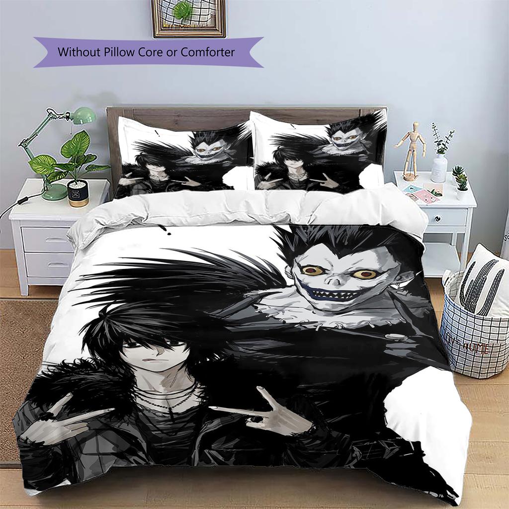 Anime Pattern Bedding Quilt Set Quilt Cover Pillowcase Home Decoration Birthday Gift (1 * Duvet Cover + 2 * Pillowcase, Without Core)