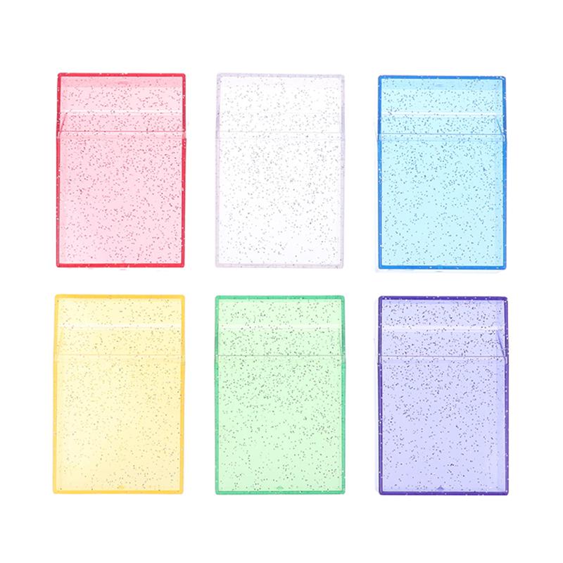 Clear Glitter Small Storage Box Kpop Photo Mini Card Holder Flip Lid Photo Case Small Stationery Card Holder Organizer