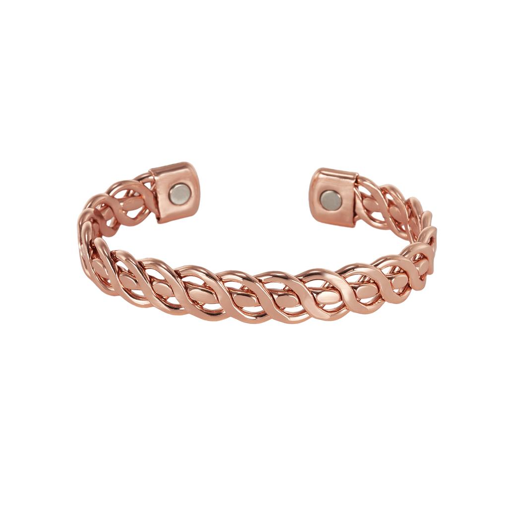 Vinterly Pure Copper Bracelets Twisted Handmade Braided 12mm Adjustable Bangles Health Energy High Magnet Jewelry Resizable Cuff