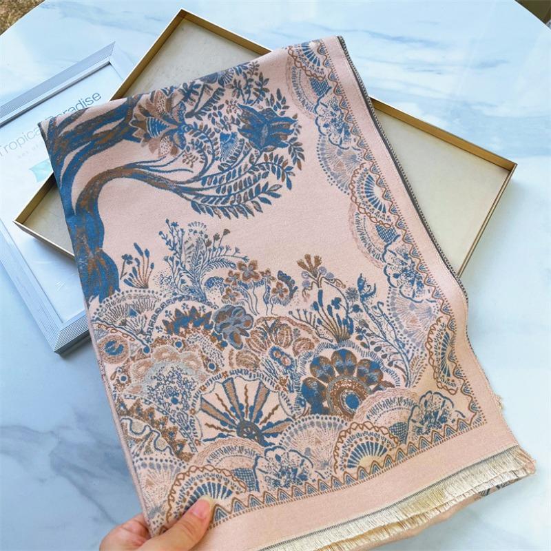 Retro Shenshu Imitation Cashmere Scarf for Women's Dual-purpose Thickened Warm Autumn and Winter Student Scarf Air Conditioner Shawl