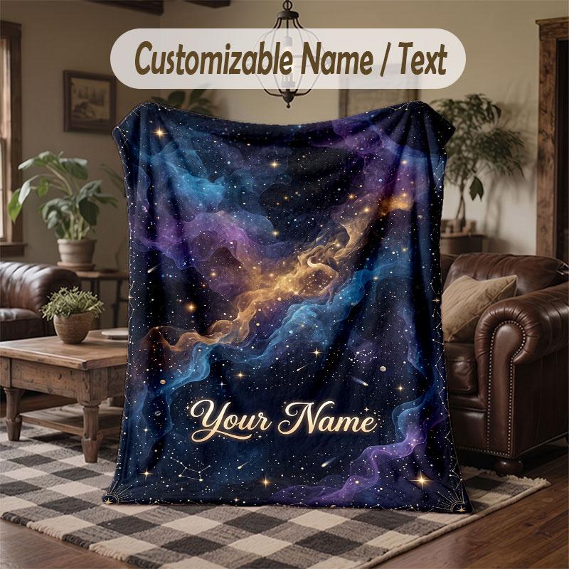 Coperta Cosmica a Tema Spaziale con Nome Personalizzato Testo Coperta Personalizzata Morbida Accogliente per Casa Divano Letto