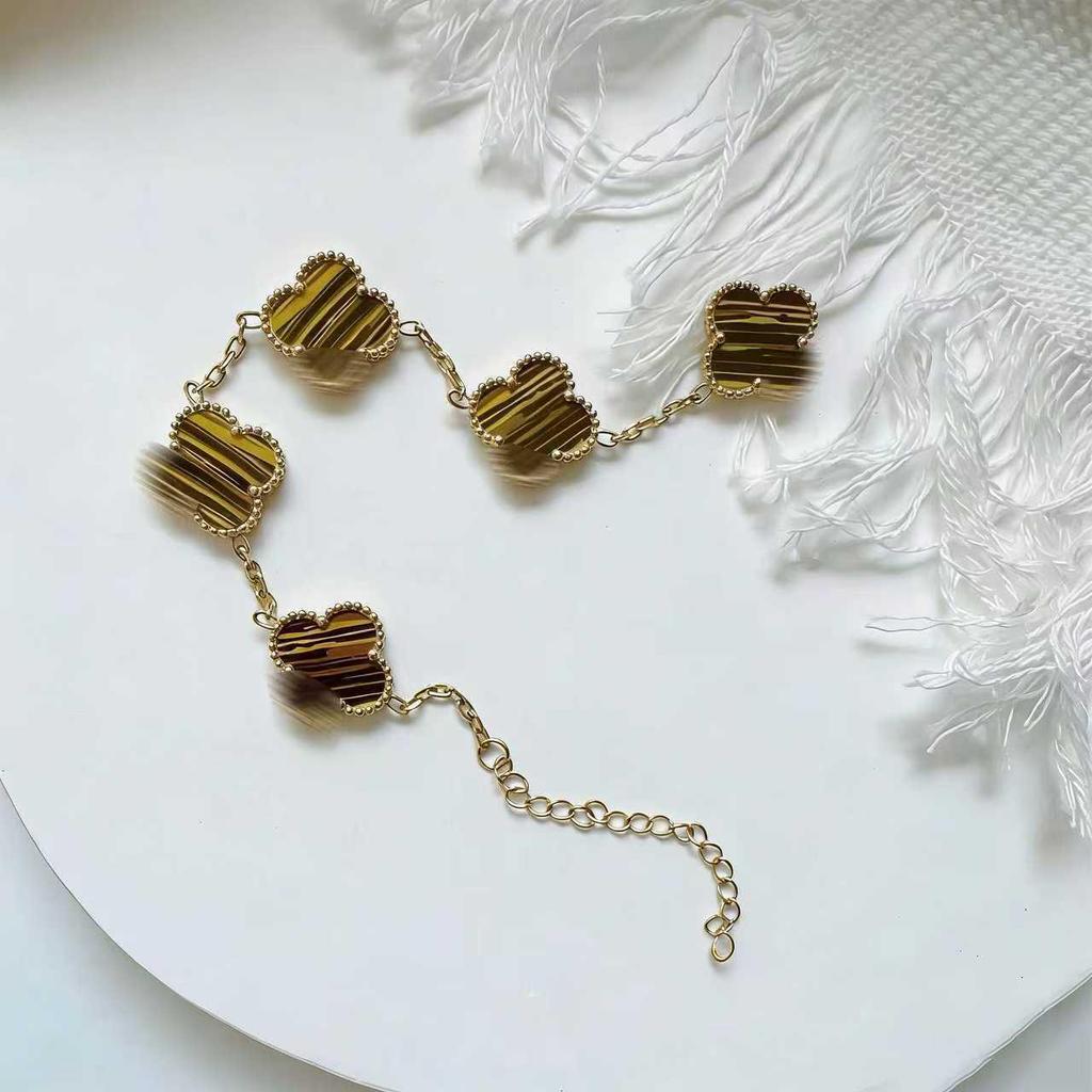 Pulsera de trébol de cuatro hojas de 15 mm - Joyería clásica de cinco flores, oro de 18k, no se decolora.